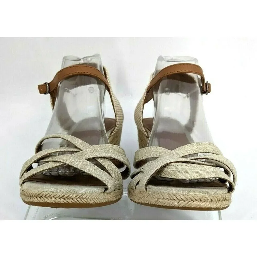 Lucky Brand Womens Jute Strappy Wedge Espadrille Sandal Size 11 Minimalist‎